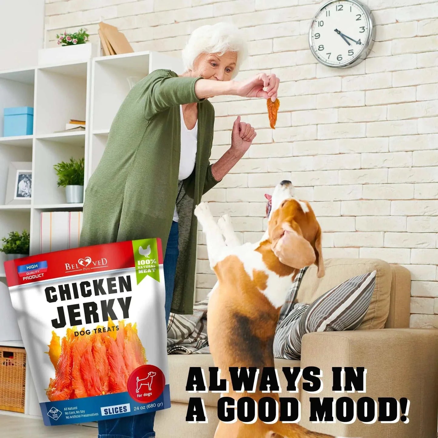 Belved Organic Chicken Jerky – Human-Grade Dog Treats | 1.5 lb | Grain-Free, High-Protein Pet Snack