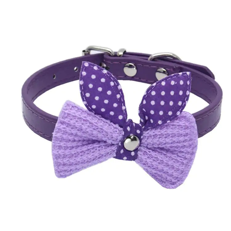 Wool Knitted Bow Pet Collar