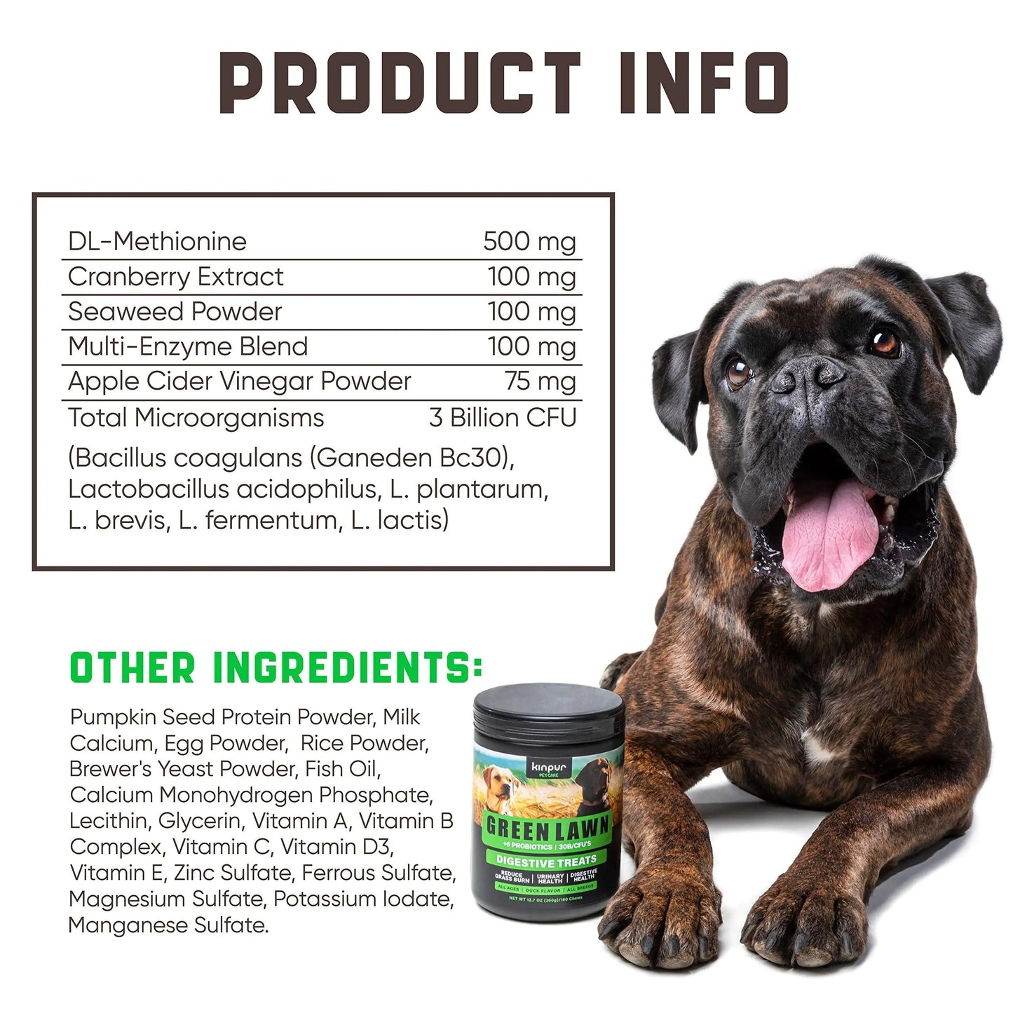 Green Lawn Dog Chews – Cranberry & Apple Cider Vinegar Digestive Enzymes for Urine Health