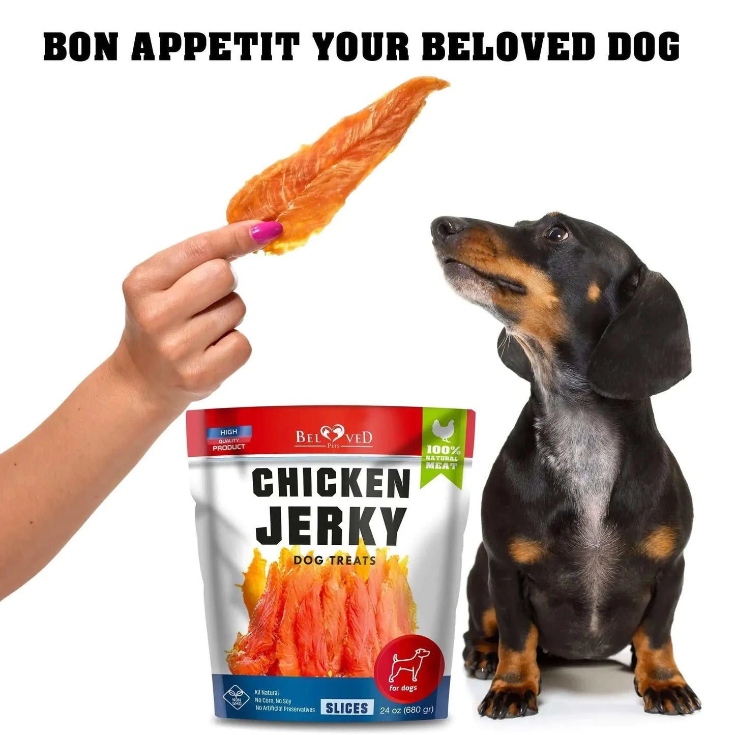 Belved Organic Chicken Jerky – Human-Grade Dog Treats | 1.5 lb | Grain-Free, High-Protein Pet Snack