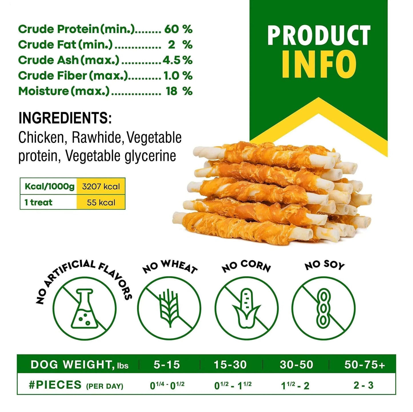 Belved Chicken-Wrapped Rawhide Sticks – Natural Grain-Free Dog Chew Treats | Long-Lasting Snack