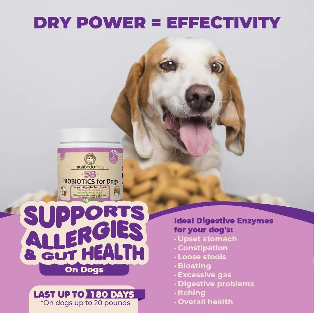 High-Potency Probiotics for Dogs & Puppies – 9-Strain Formula with 5 Billion CFU per Scoop