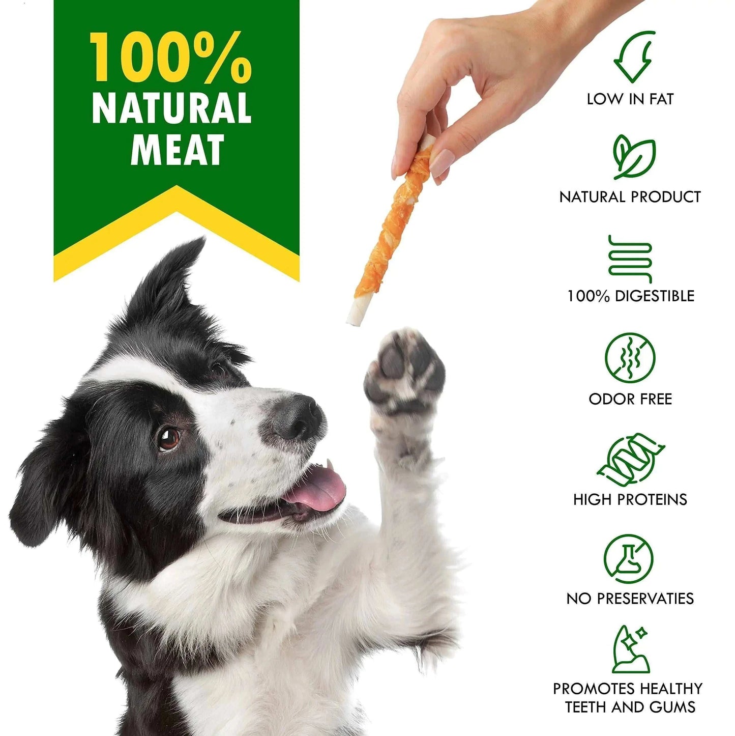 Belved Chicken-Wrapped Rawhide Sticks – Natural Grain-Free Dog Chew Treats | Long-Lasting Snack