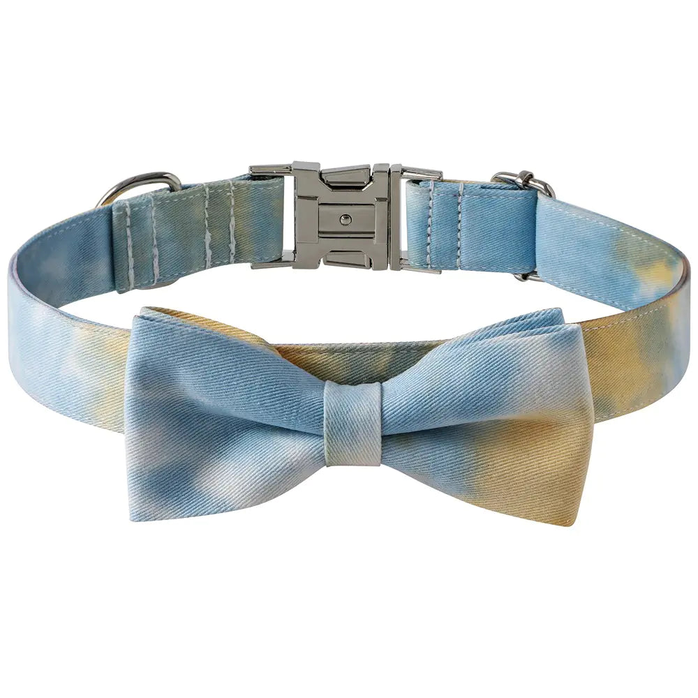 Cotton Tie-Dye Pet Collar with Alloy Buckle Bow