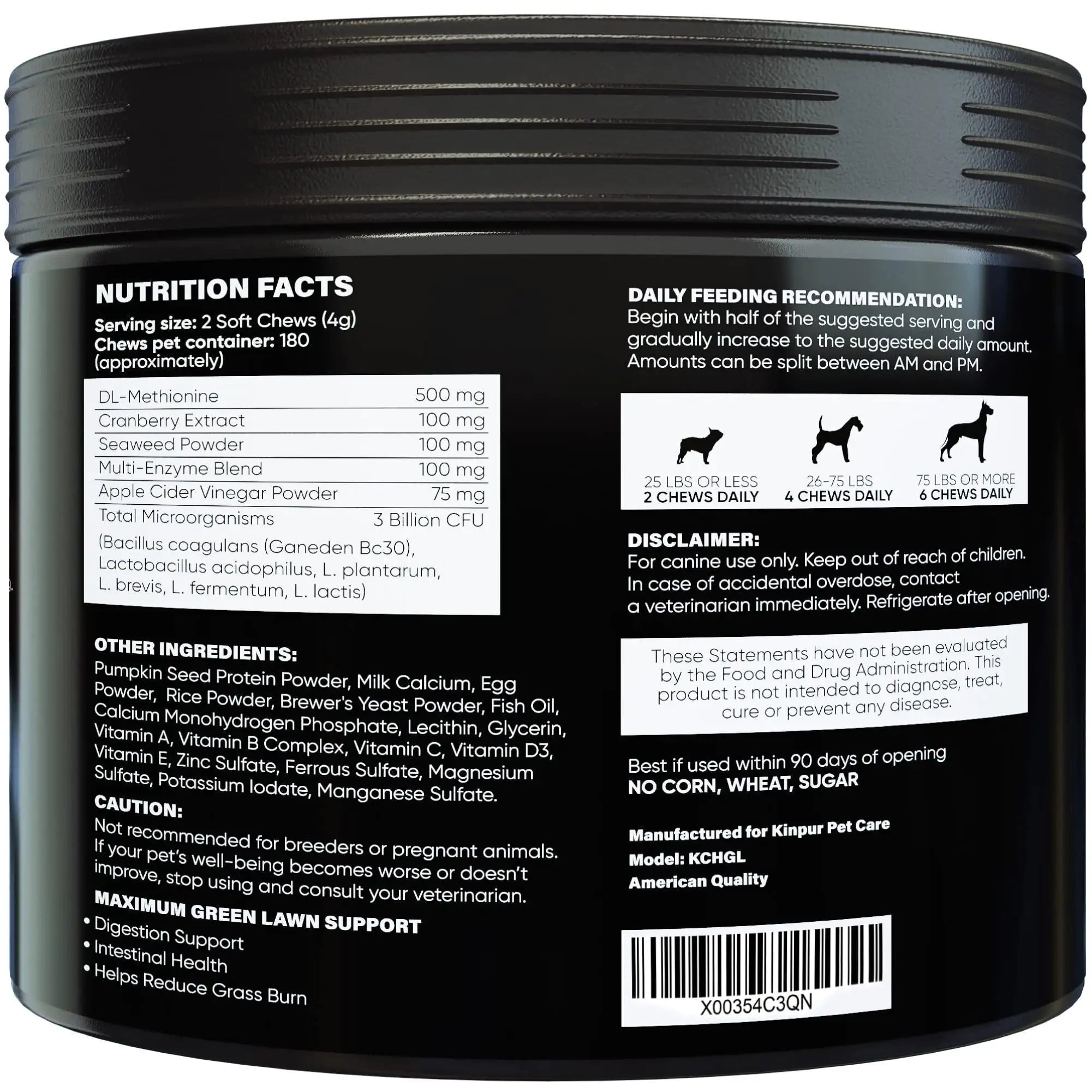Green Lawn Dog Chews – Cranberry & Apple Cider Vinegar Digestive Enzymes for Urine Health
