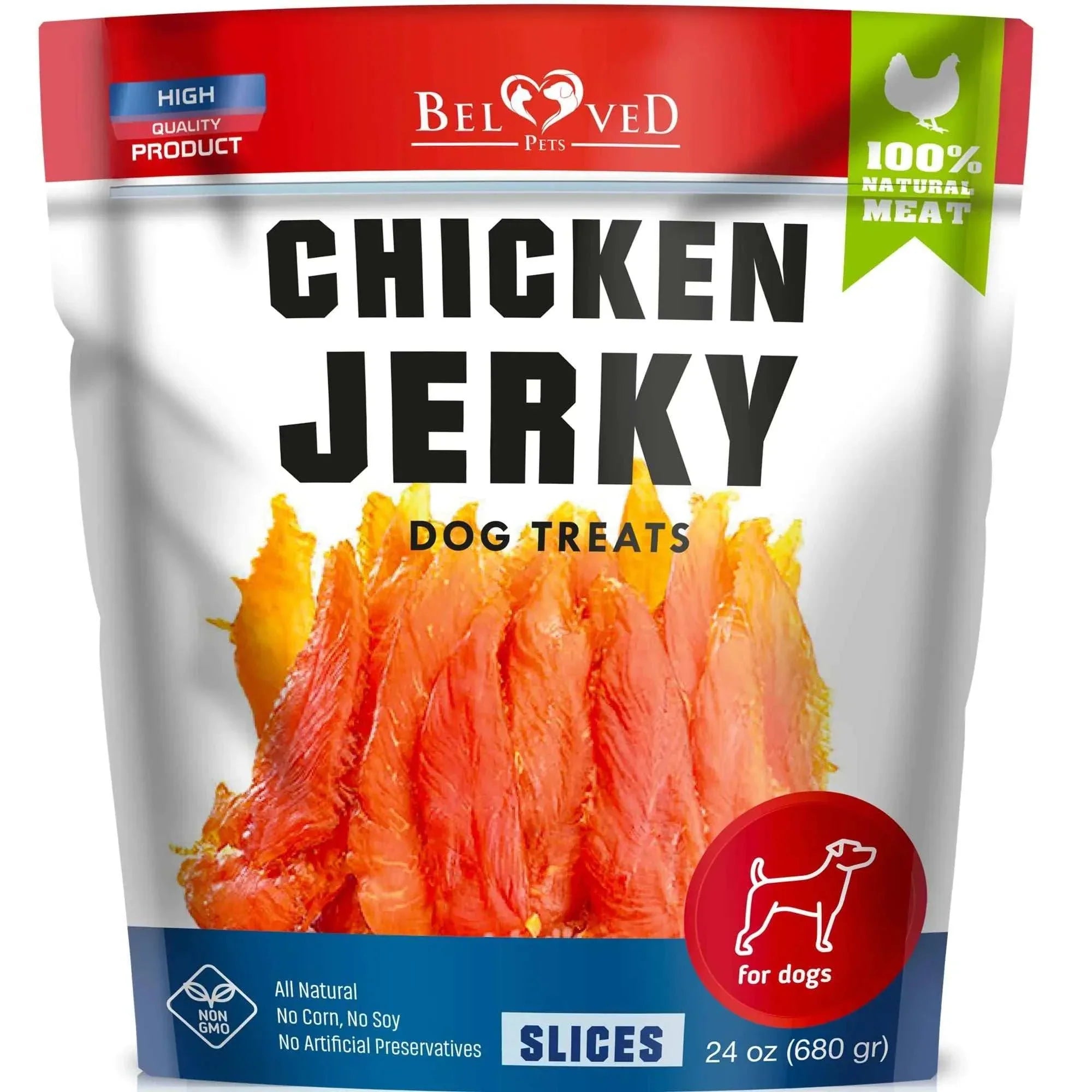 Belved Organic Chicken Jerky – Human-Grade Dog Treats | 1.5 lb | Grain-Free, High-Protein Pet Snack