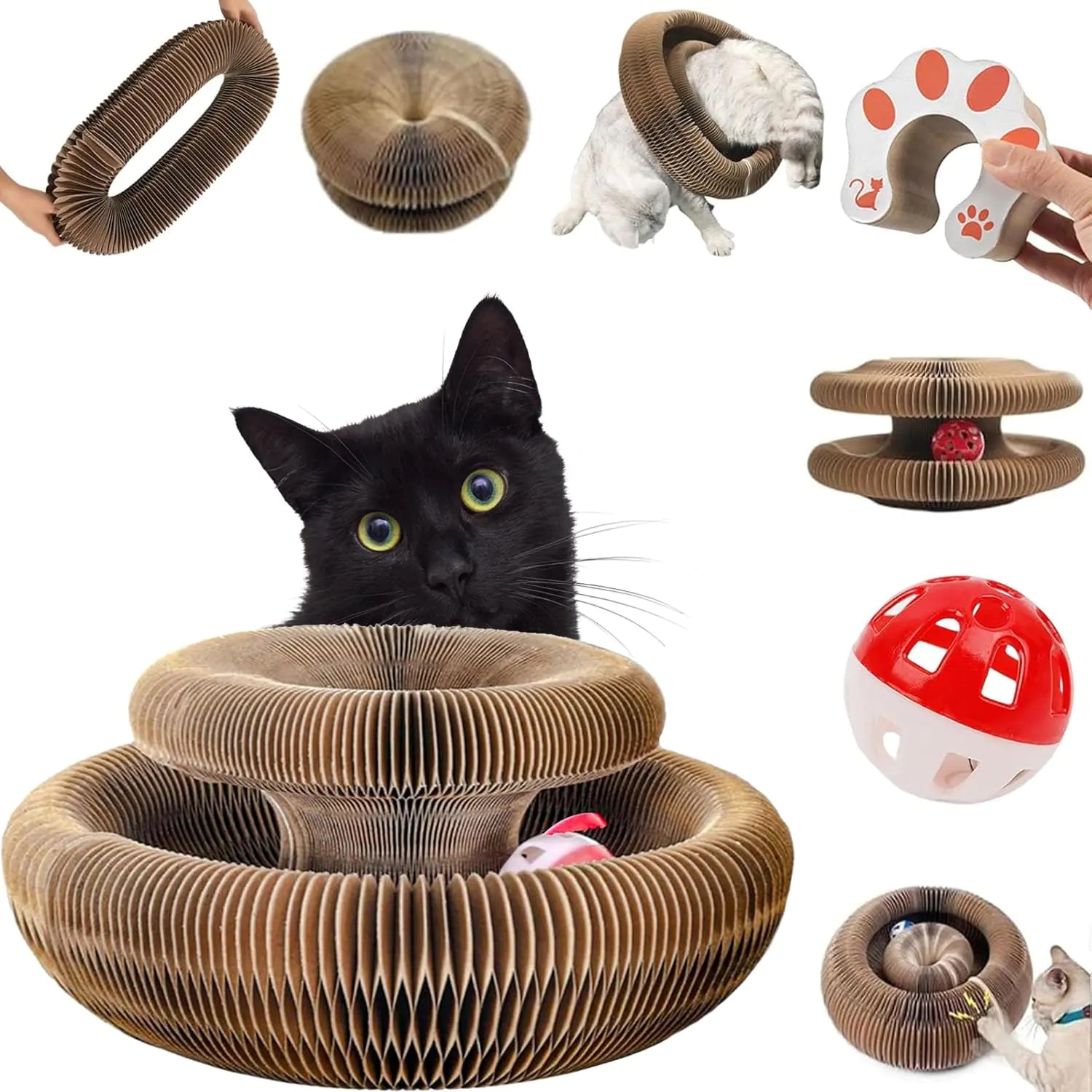 Kitty Kurlz Kitty Kurlz Cat Toy Magic Organ Cat Scratching Board Snufflepaw Accordion for Cats Interactive Scratch Pad Recyclable Cat Scratcher.