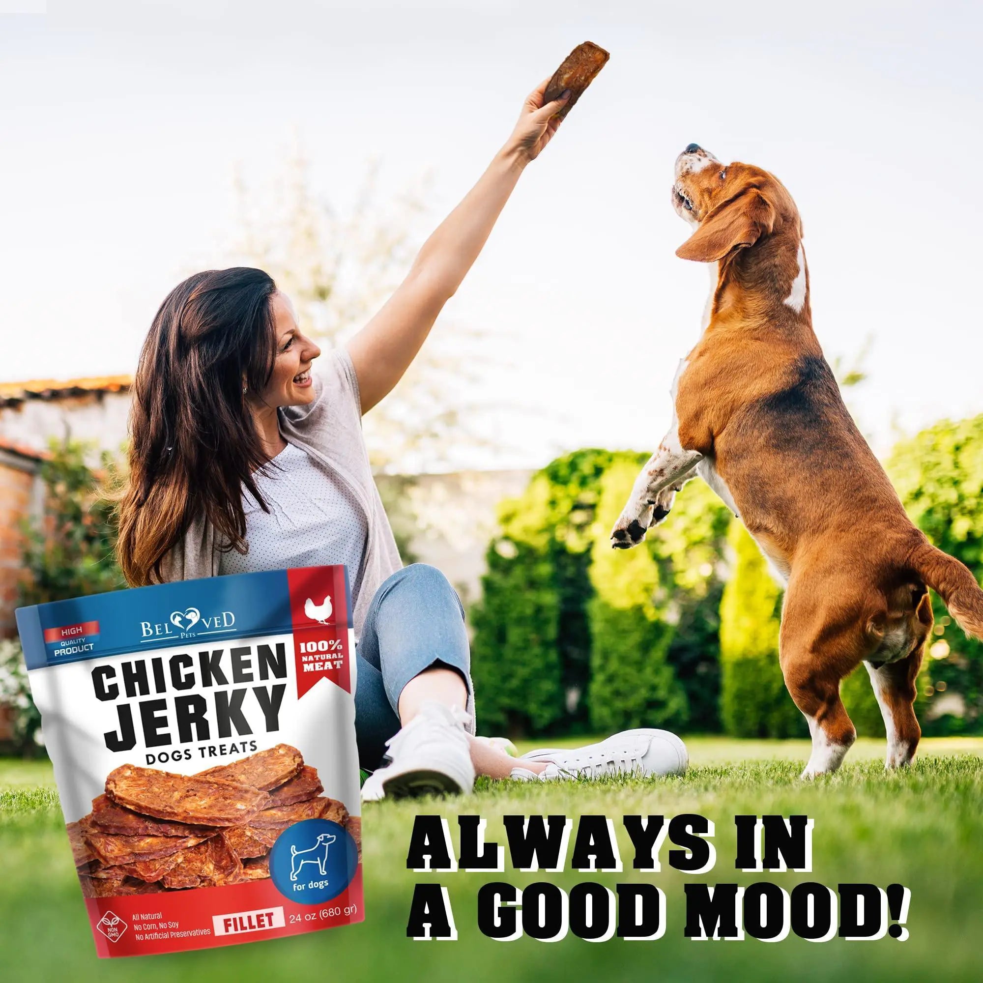 Belved Chicken Jerky Dog Treats – Human-Grade, Grain-Free, 1.5 lb