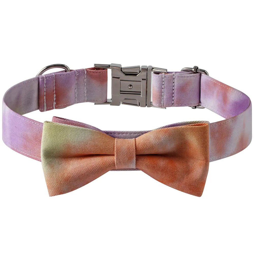 Cotton Tie-Dye Pet Collar with Alloy Buckle Bow