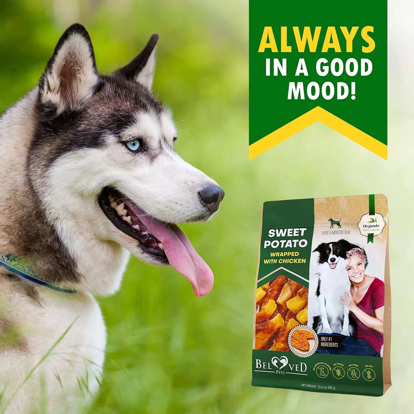  Belved Chicken-Wrapped Sweet Potato Chews – Natural Grain-Free Dog Treats | Healthy, High-Protein Snack