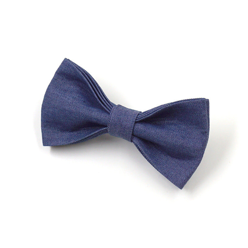 Deep Denim Gold Buckle Pet Collar with Leash & Bow Tie