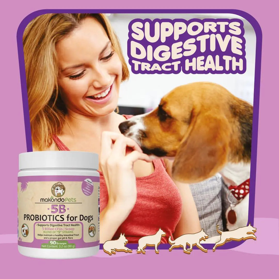 High-Potency Probiotics for Dogs & Puppies – 9-Strain Formula with 5 Billion CFU per Scoop